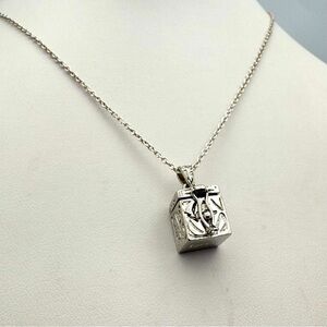 Sterling Silver Prayer Box Cube Pendant Necklace 925 Adjustable Chain
